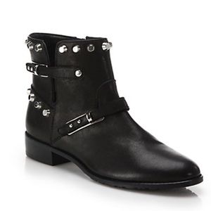Stuart Weitzman GO WEST STUDDED LEATHER ANKLE BOOTS